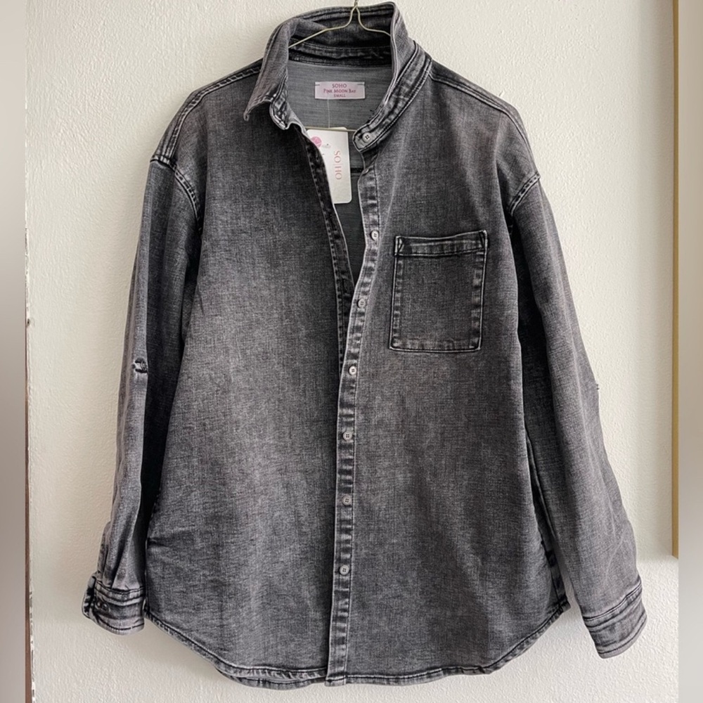 NWT Black Denim Long Sleeve Shacket